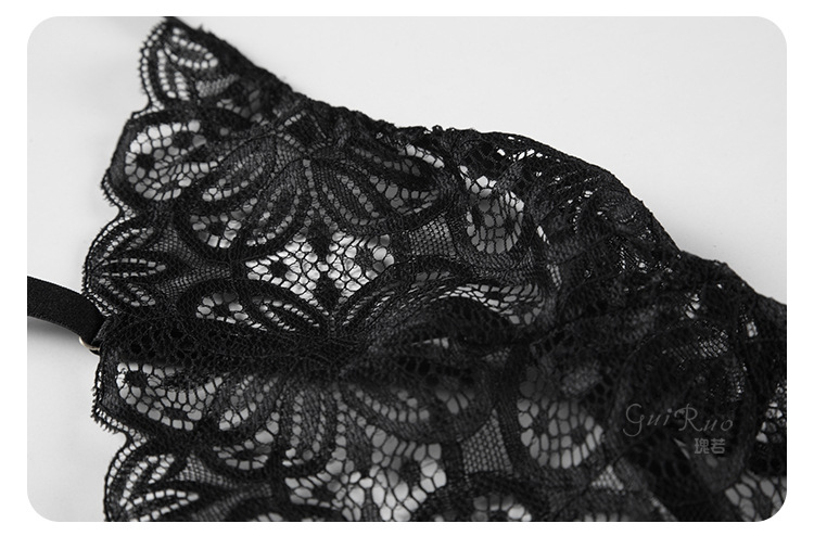 瑰若品牌欧美性感深v蕾丝诱惑连体衣系带网纱裙家居服套装代发815