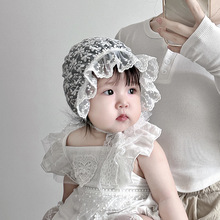 韩版女宝宝帽子夏季防晒透气蕾丝公主遮阳帽洋气花边婴幼儿宫廷帽