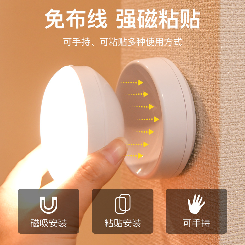 Cross-Border Creative Human Body Induction Lamp Bedroom Bedside Wall Lamp Stair Corridor Living Room Cabinet Lamp Rechargeable Battery Night Light