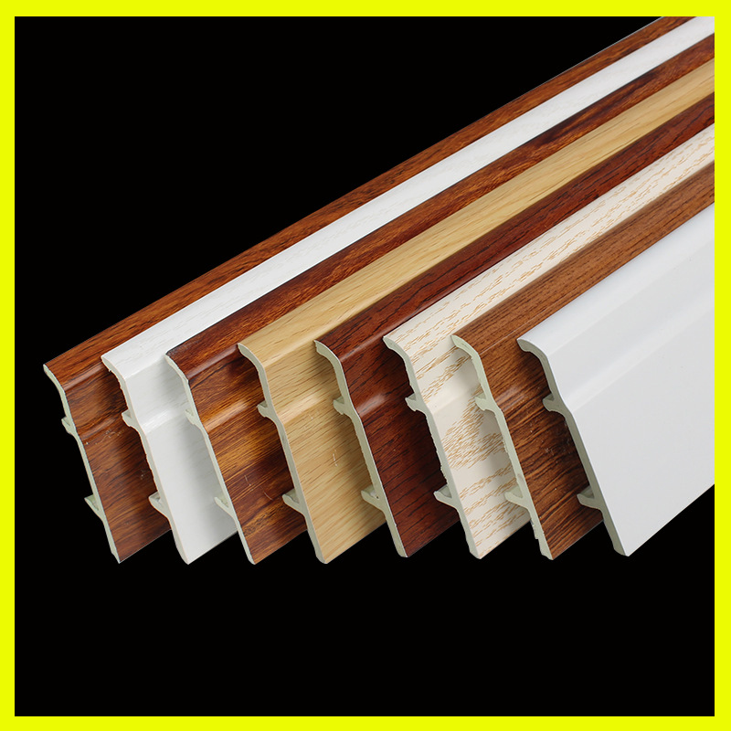 5-15公分pvc踢脚线 高分子木塑地脚线木纹大理石纹工程单工厂定制