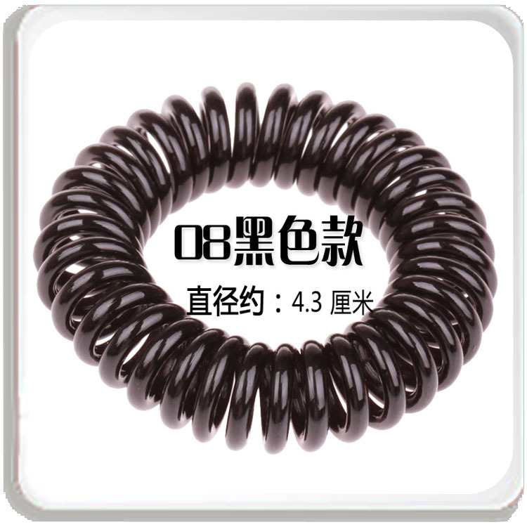 Amazon Phone Line Hair Ring Women's Black Transparent Spring Coil High Elastic Hair Bands Seamless Hair-Binding Coil