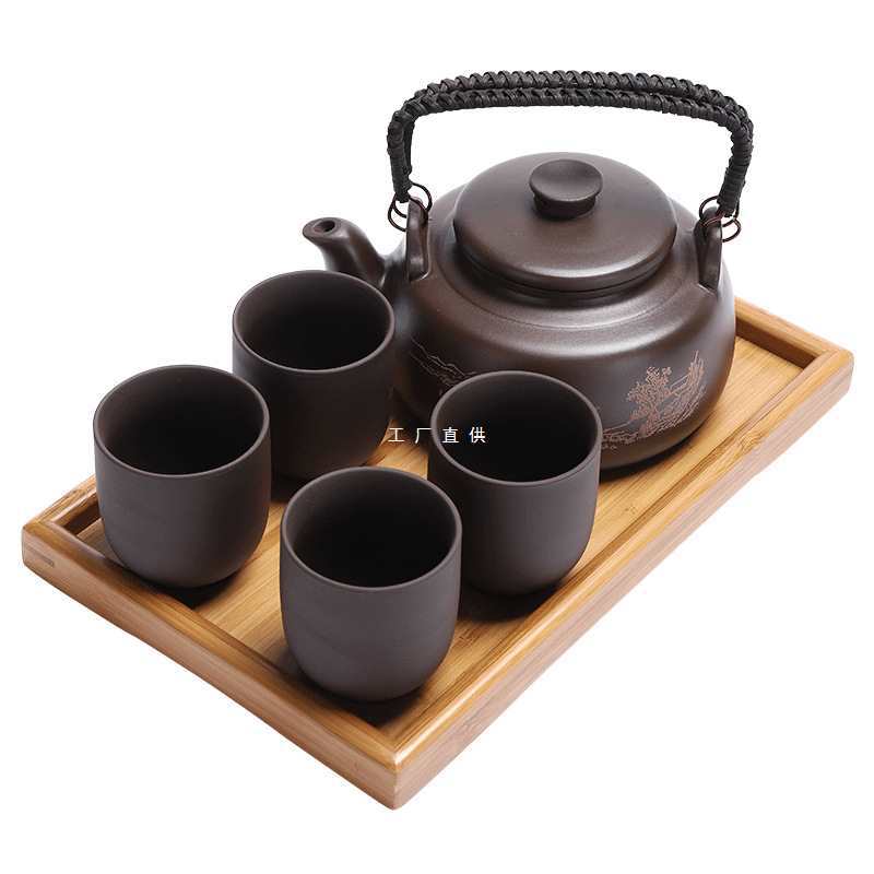 批发紫砂茶具套装大容量手提紫砂泡茶壶提梁壶带过滤内胆特大号家