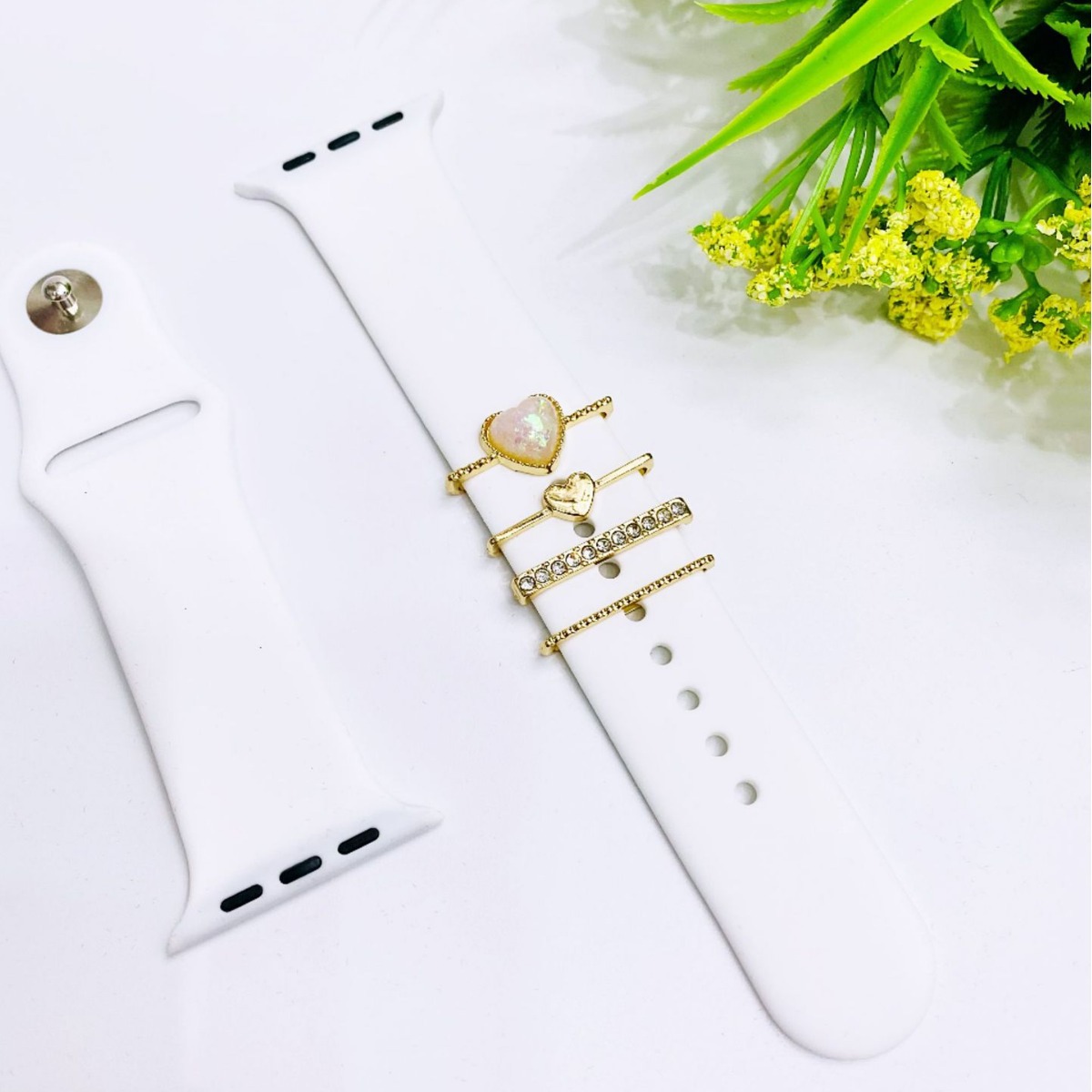 Foreign Trade Cross-Border Suitable for Apple Watch Strap Silicone Decorative Nail Alloy Resin Love Accessories