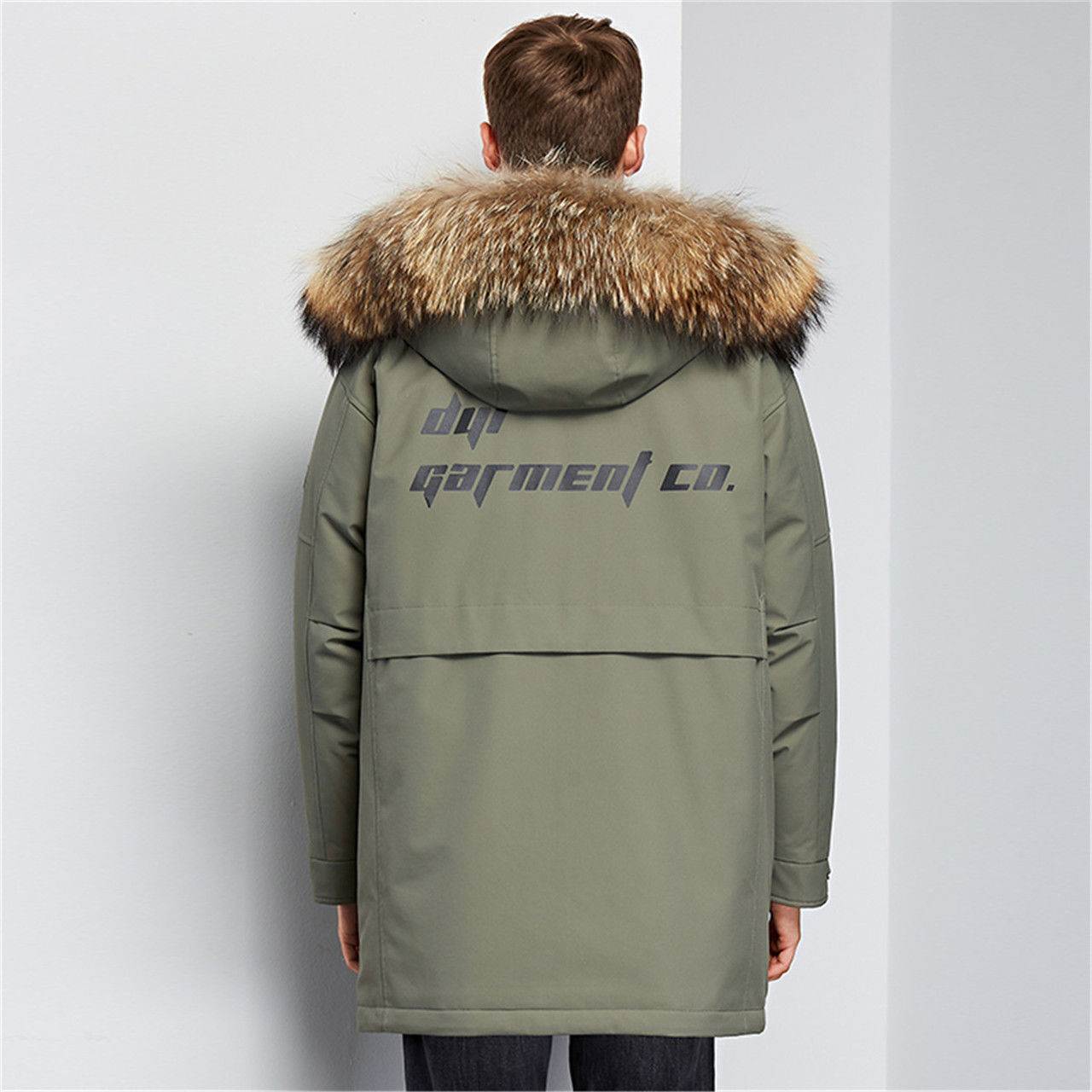 High-End down Jacket Men's Mid-Length Winter New Thickened Parka with Hat Big Fur Collar Winter Coat