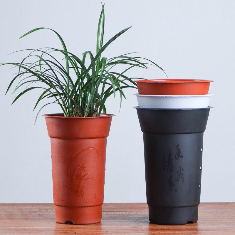 塑料兰花盆塑料花盆育苗仿紫砂带侧孔透气高筒栽兰草兰花苗