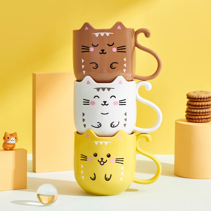 Creative Couple Cups Cute Drop-Resistant Wash Cup Cartoon Cat Mark Cup Bathroom Toothbrush Cup 0652
