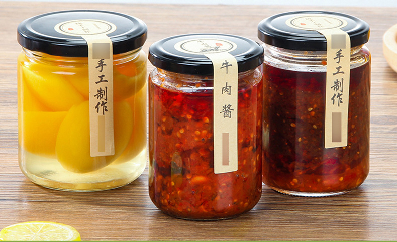 玻璃透明蜂蜜瓶厨房酱菜瓶杂粮分装瓶密封果酱瓶柠檬膏瓶印刷logo
