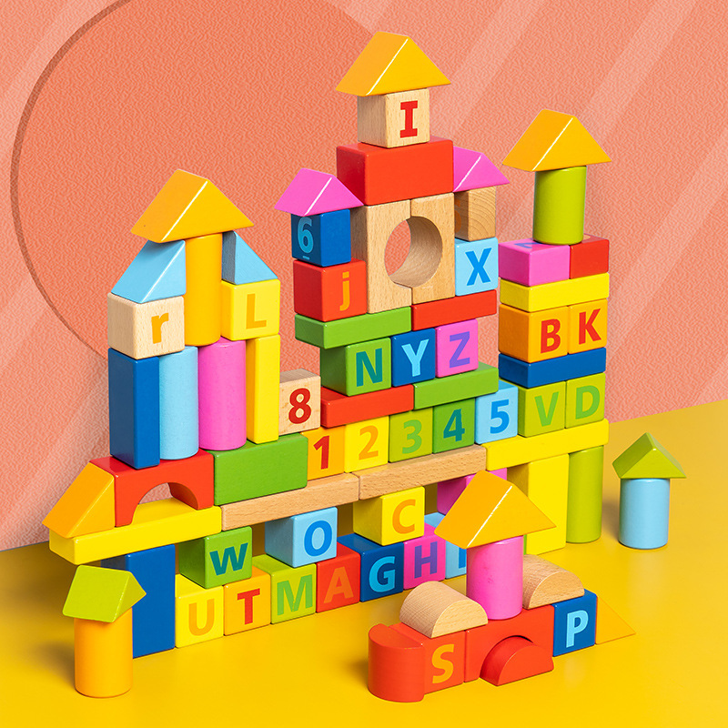 儿童六角积木大颗粒城堡益智拼装80粒diy幼儿园3-5-7岁宝宝玩具