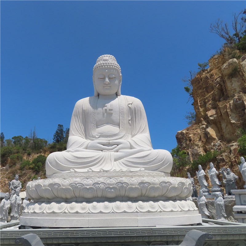 惠安石雕释迦摩尼佛像现货寺庙景区大理石汉白玉如来佛祖佛像雕塑