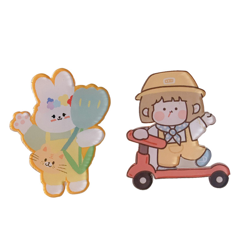 Cute Bear Japanese Style Creative Acrylic Brooch Cartoon Cute Rabbit Accessories Clothes and Bags Pendant Badge Pin