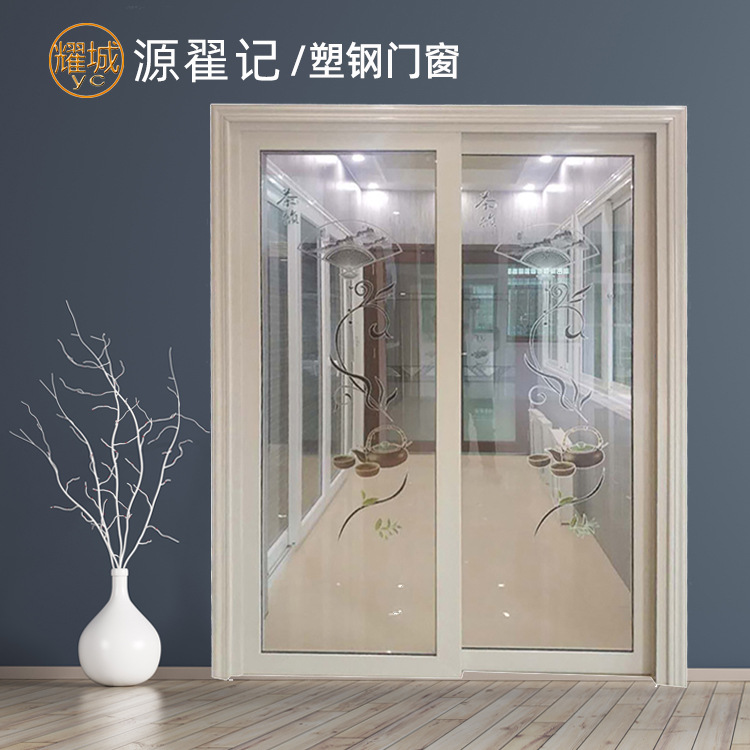 厂家直供厨房塑钢推拉门 隔音玻璃门两扇 经济型玻璃阳台移门批发
