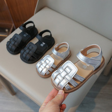 韩版儿童凉鞋2024年夏季新款女童罗马鞋3-6岁宝宝包头编织公主鞋