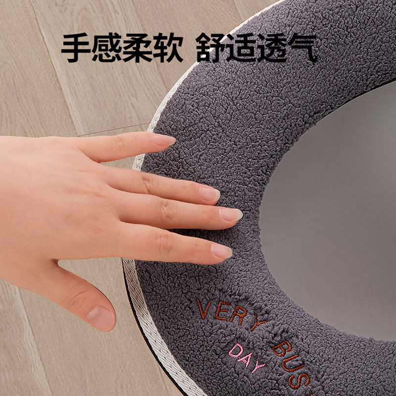 Winter Creative Cartoon Toilet Seat Cover Pad Household Toilet Extra Thick Band Handle Skin-Friendly Soft Washable Toilet Cover