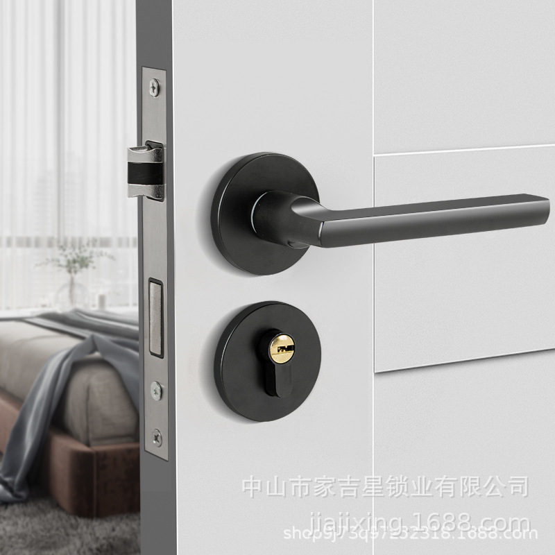 定制门锁卧室锁分体门锁家装实心铝把手流行款家装铝圈静音门锁款