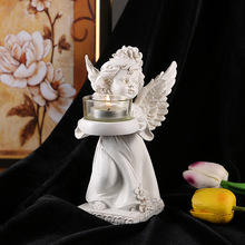 欧式复古天使烛台摆件树脂家居桌面摆设浪漫烛光晚餐气氛装饰道具
