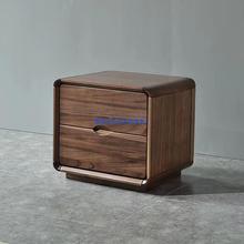 北美黑胡桃木床头柜全实木现代简约轻奢型落地床边柜储物收纳柜