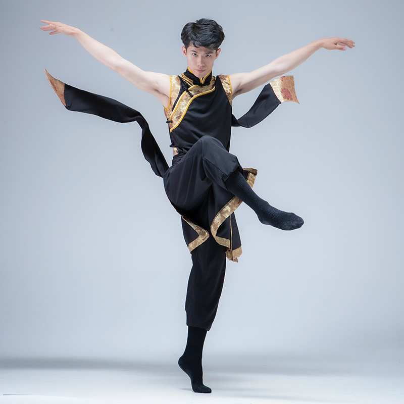 藏族舞蹈演出服装少数民族表演服男练功服蒙古袍艺考服