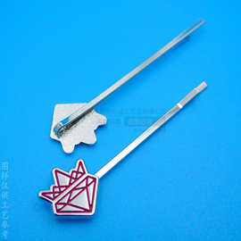 创意金属烤漆钻石发夹 一字夹发饰 锌合金图案logo发卡侧边夹