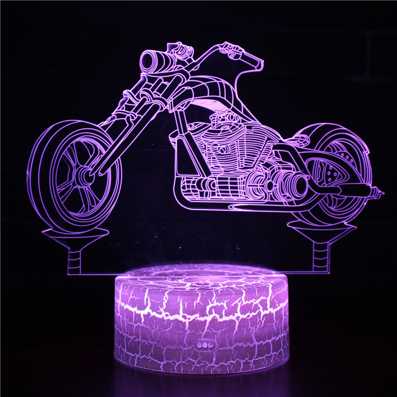 Cross-Border Small Night Lamp Hot Gifts Birthday Gifts Motorcycle Series Colorful Table Lamp Charging Led Small Table Lamp Sets