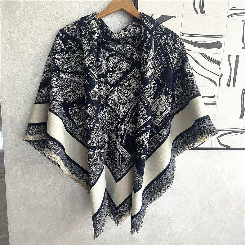 Women's Scarf Winter 2023 New Versatile Fashion Jacquard Square Scarf Korean Warm Scarf Cashmere-like Shawl Outer Match