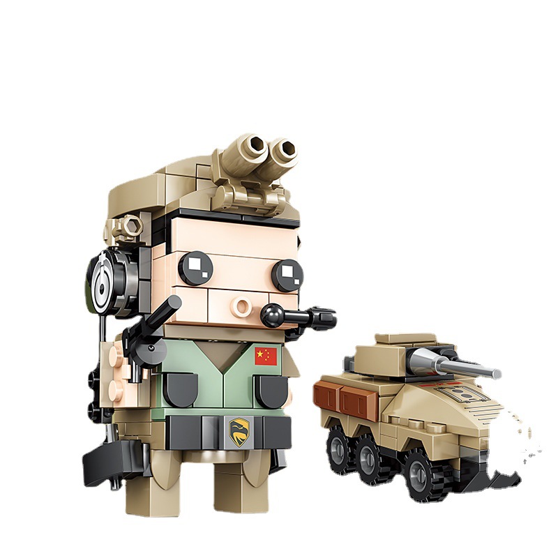 开智84110-3国力雄鹰军事人仔小颗粒积木摆件儿童diy益智拼装玩具