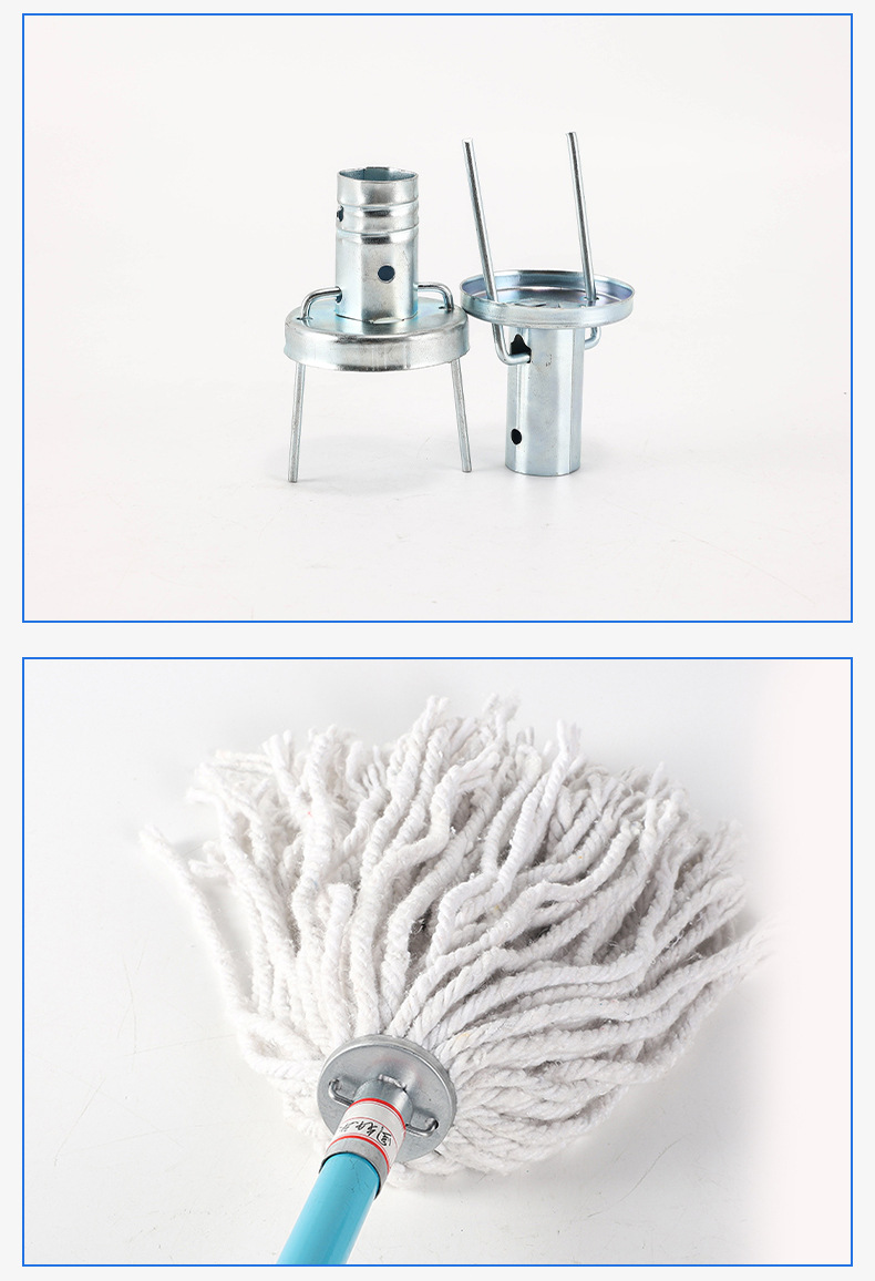 批发螺纹铁头圆夹头拖把配件圆形平铁头可替换棉纱拖把配件铁夹头