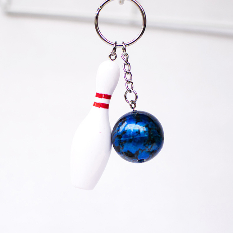 Simulation Bowling Key Pendants Sporting Goods White Bowling Sports Keychain Fans Souvenir