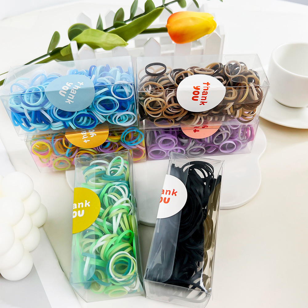 Colorful Boxed Children's Disposable Rubber Band High Elasticity Does Not Hurt Hair Girls Braid Hair Band Baby Hair Rope Hair Accessories