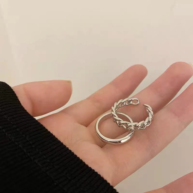 Cold Style Twist Chain Set Rings Female Special-Interest Design Affordable Luxury Fashion Personality Simple Index Finger Ring