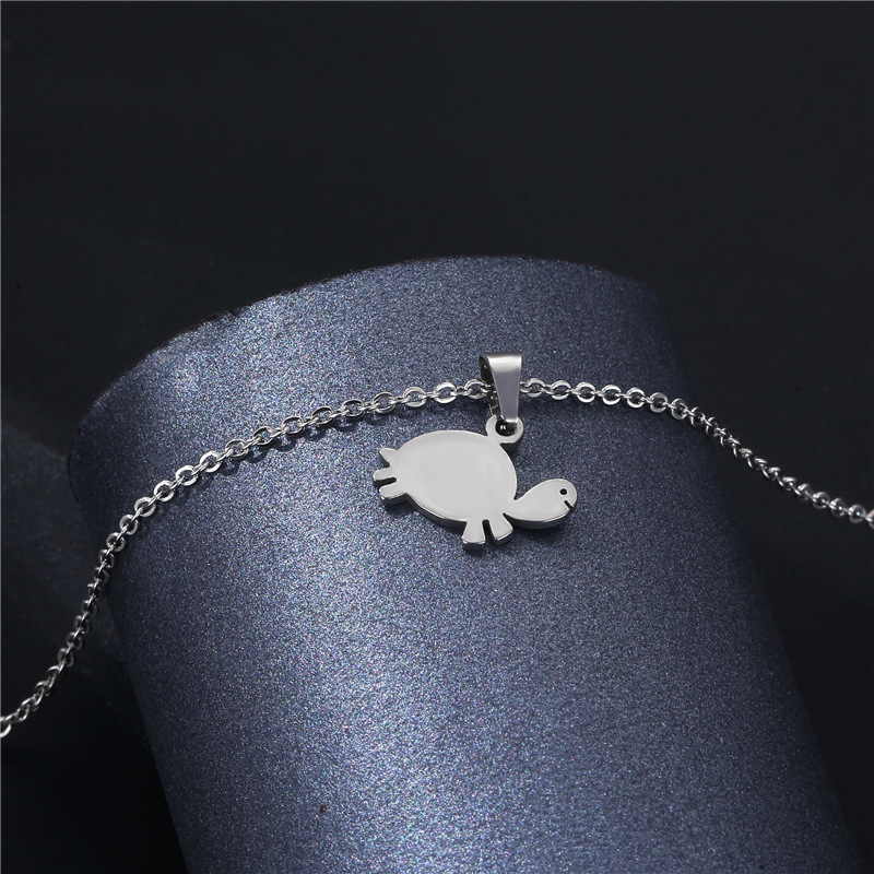 Titanium Steel Turtle Pendant Female Cross-Border European and American Ornament Stainless Steel Hollow Marine Animal Turtle Necklace Customizable