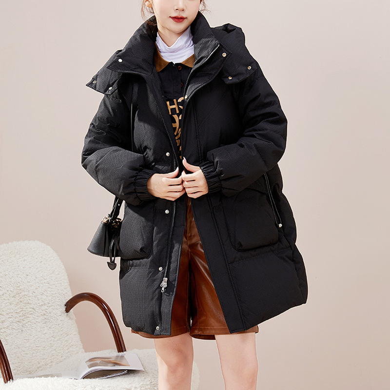 2023 Women's Clothing Winter Clothing New down Cotton Jacket Korean Style Fashion Waist-Controlled Thickened Small Mid-Length Cotton Clothing Women