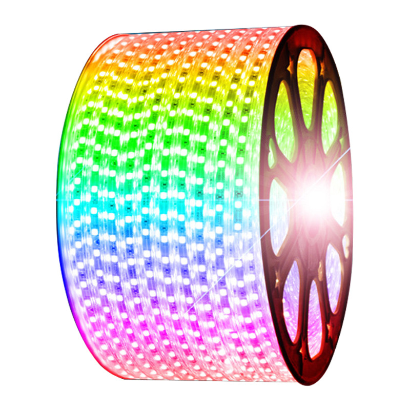 led灯带条5050防水户外高压220v套管灯带rgb七彩变光彩色灯带厂家