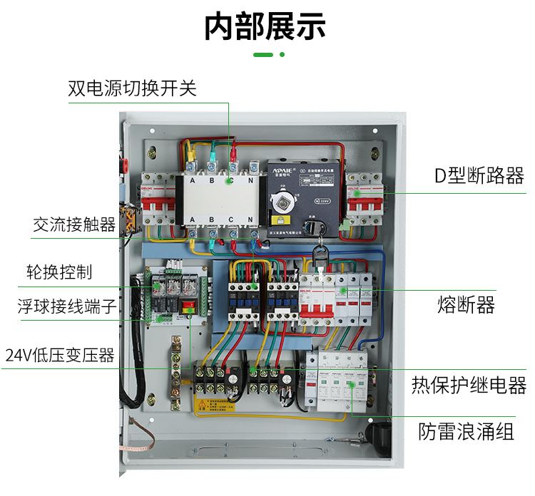 pc双电源水泵控制箱自动轮换液位浮球潜污泵排污泵控制柜浪涌保护