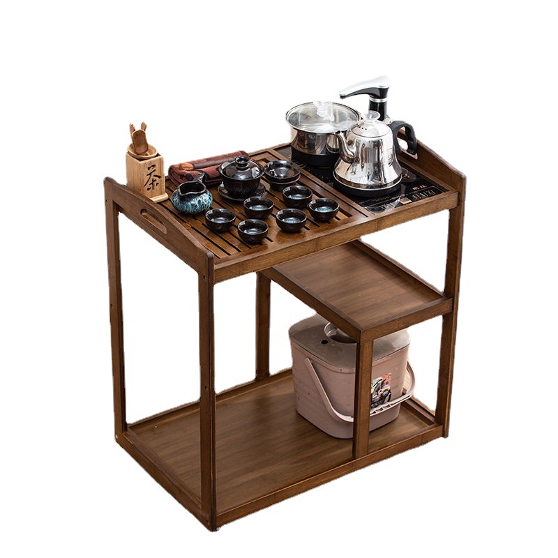 茶车胡桃色简易式泡茶桌客厅阳台茶具套装茶几家用功夫茶小型茶桌