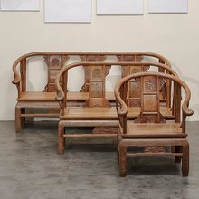 鸡翅木沙发家具木三人位沙发新中式实木双人沙发椅禅大圈