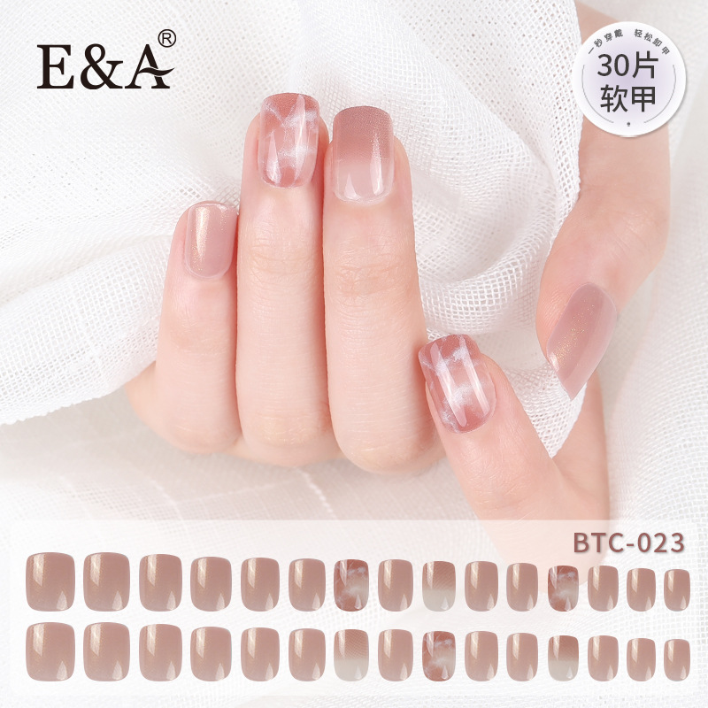 2023 New Wear Nail Short Finished Product Nail Stickers with Back Sticker Fake Nails Bridal Manicure Nails Wholesale