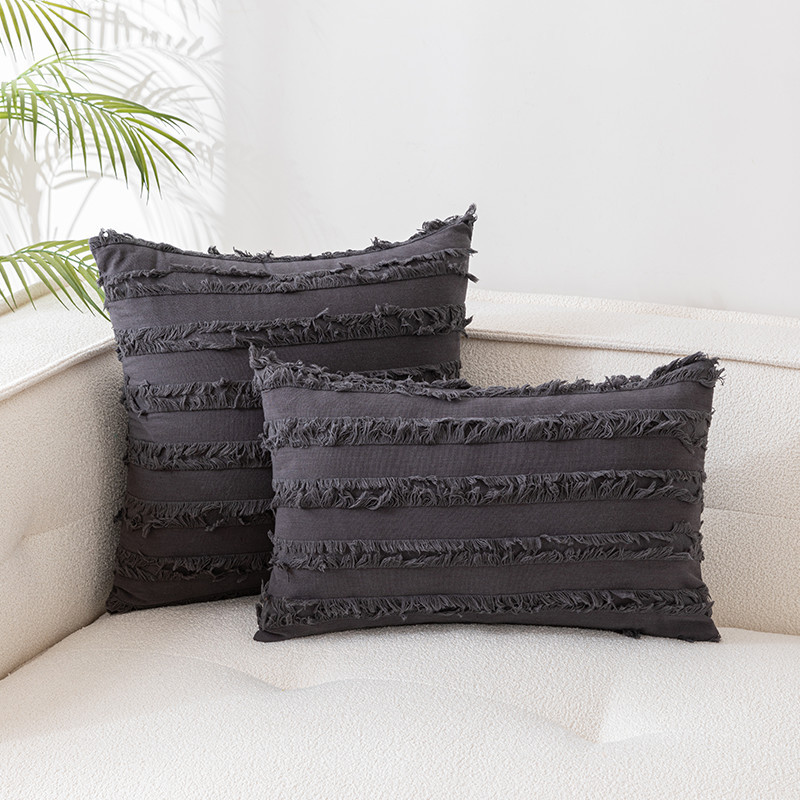 Bohemian Style Cotton and Linen Cushion Case INS Style Pillow without Core Cut Flower Tassel Sofa Cushion with Core