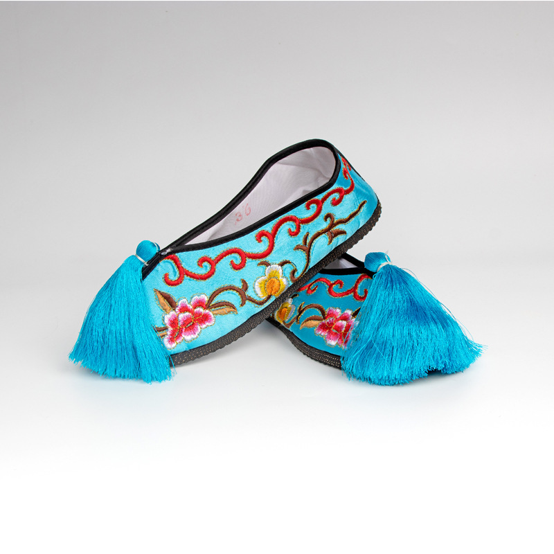 戏曲戏剧彩鞋女平底绣花鞋儿童古装京剧越剧青衣花旦小姐秀禾鞋子