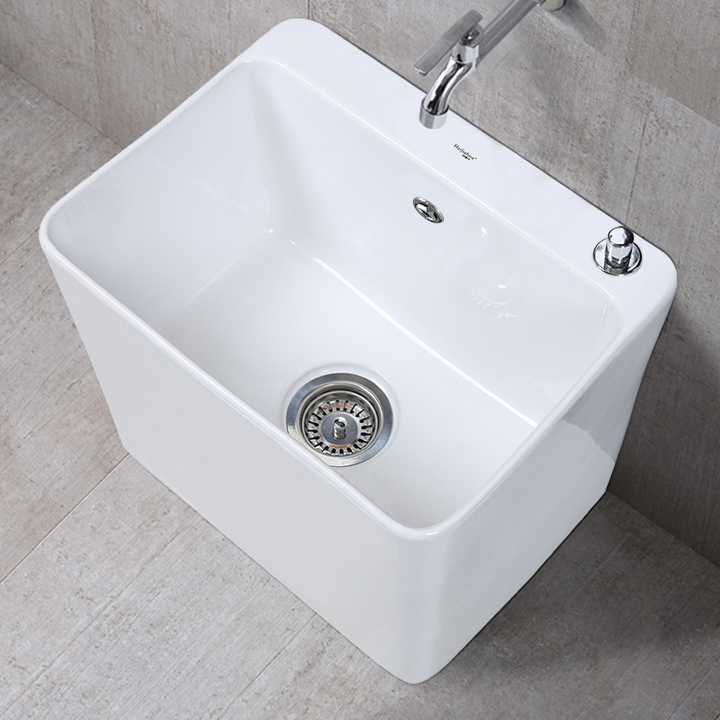 海嘉华陶瓷洗拖把池家用卫生间阳台拖布池大小号墩布池拖把槽地盆