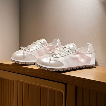 蝴蝶结软底平底粉色芭蕾舞鞋女休闲德训鞋小白鞋2024夏新款运动鞋