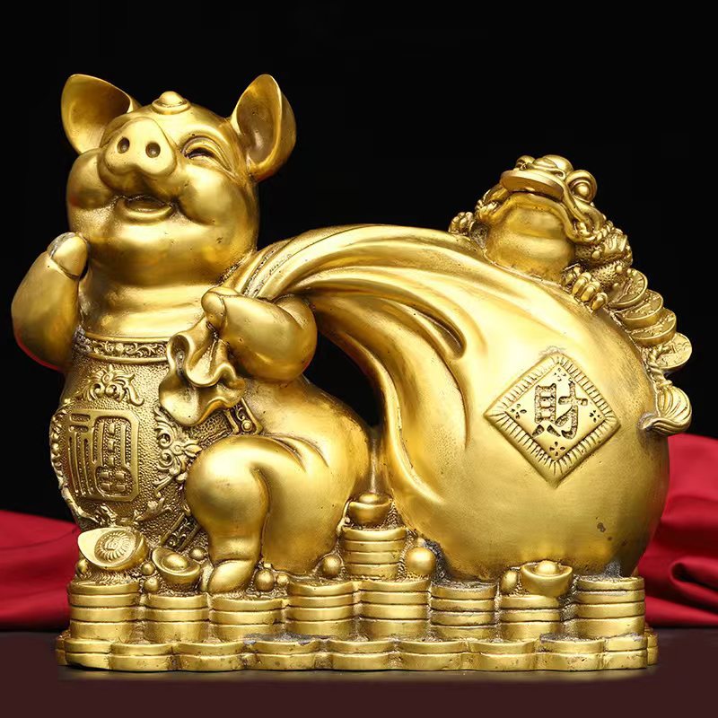 铜金猪摆件