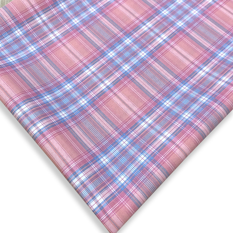 日系jk制服裙面料 全涤染色斜纹格子布 西装校服裙装格子面料