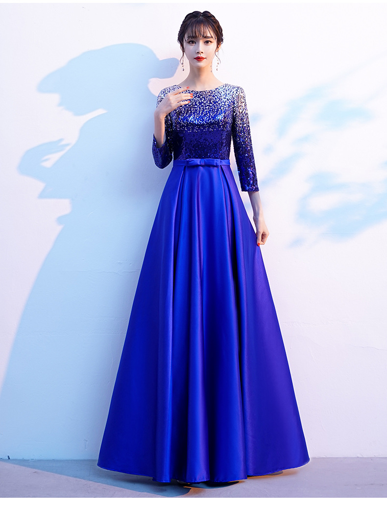 大合唱演出服女成人主持指挥舞台表演服2022新款周年庆长裙晚礼服