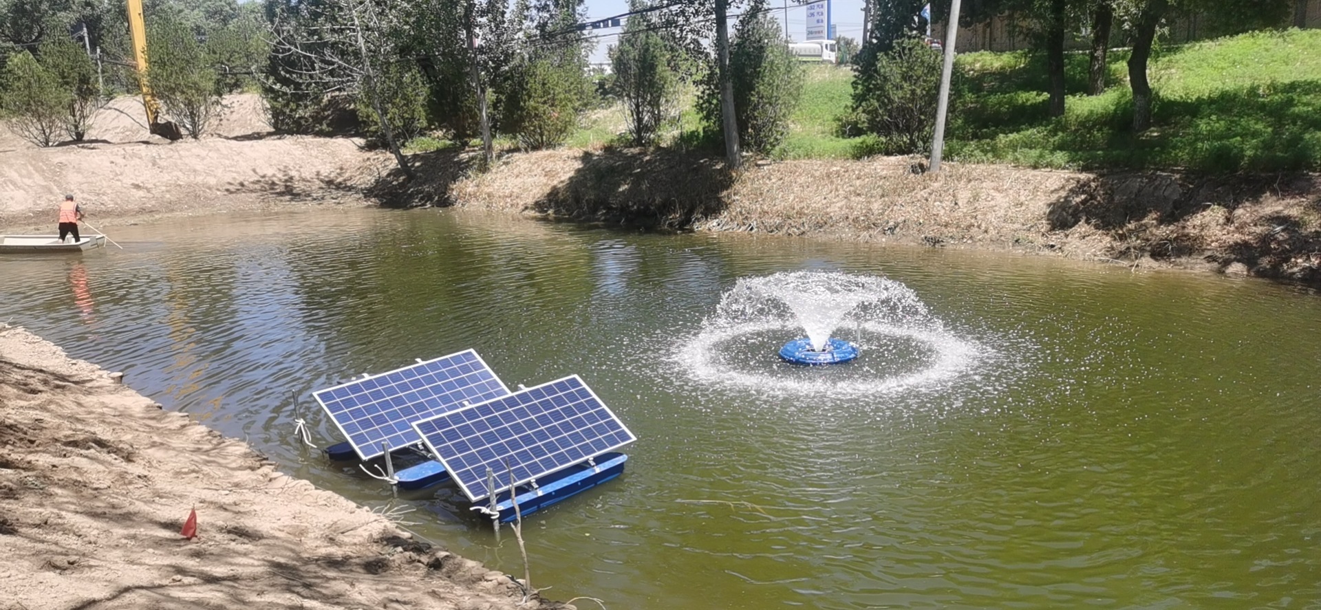河道治理曝气机太阳能景观喷泉曝气机 水下增氧设备 光伏曝气机