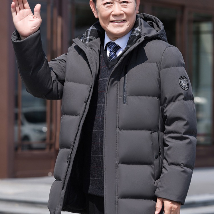 换季新品恒源祥中老年羽绒服男冬装中长款加厚连帽保暖爸爸冬季大