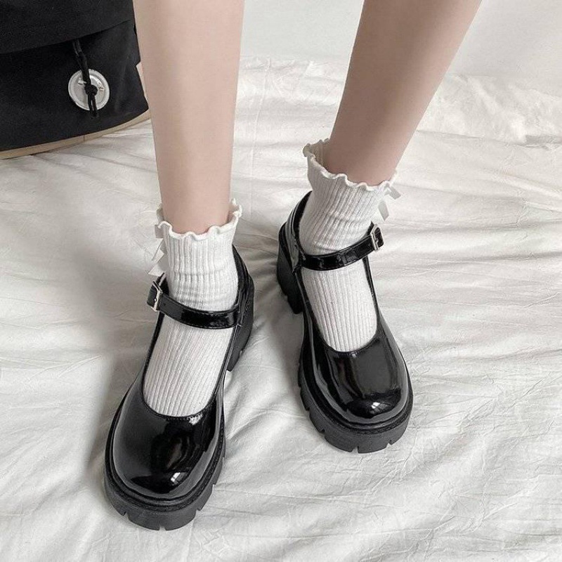 Lolita Women's Shoes 2022 New Japanese Style All-Matching Women's Platform JK Shoes Platform Chunky Heel Vintage Leather Shoes All-Matching