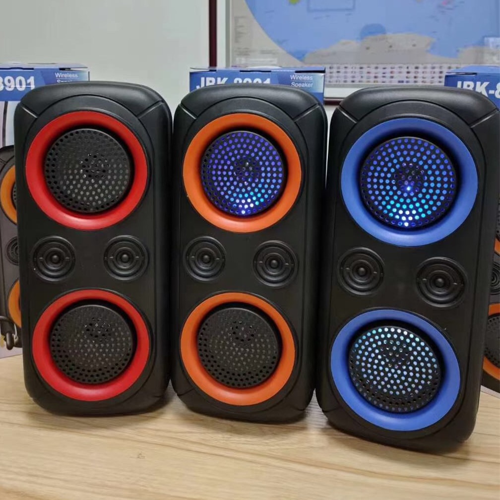 jbk-8901闪灯无线蓝牙音响外单蓝牙音箱户外双喇叭双4寸小低音炮
