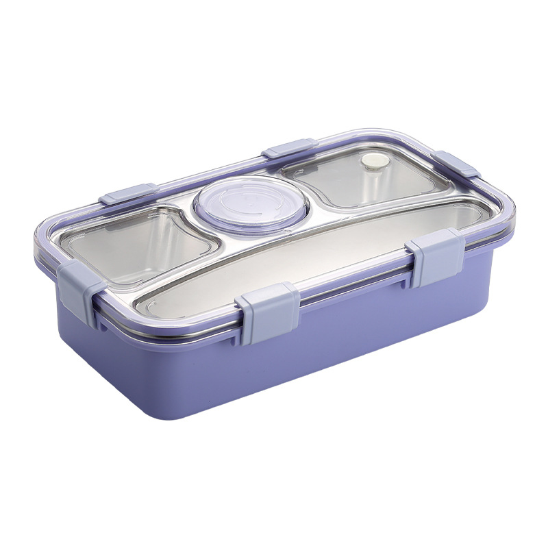 304 Stainless Steel Insulated Lunch Box Student Light Food Stainless Steel Lunch Box Four Grids with Small Bowl 650ml + 70ml