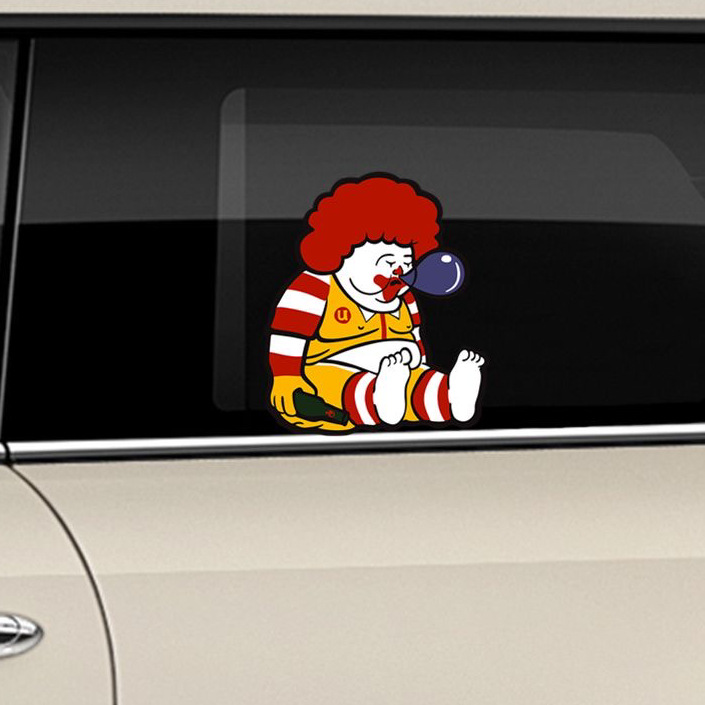 麦当劳肥胖小丑汽车贴纸m标卡通人物趣味贴纸摩托车玻璃反光贴纸