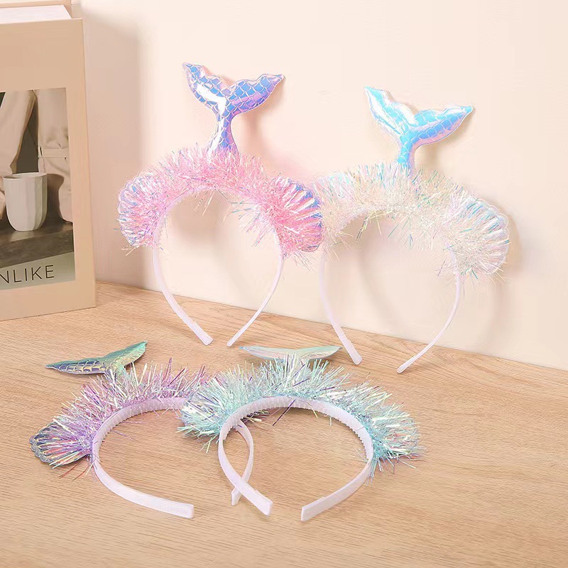 Night Market New Mermaid Cute Headband Scale Tail Sequined Headband Stage Performance Mermaid Exquisite Head Buckle